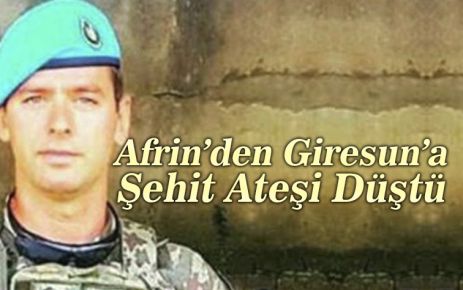 Afrin’den Giresun’a Şehit Ateşi Düştü