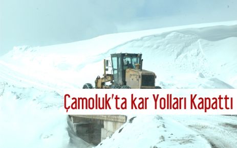 Çamoluk'ta Köy Yollarını Kar Kapattı