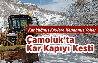 Çamoluk'ta Kar Kapıyı Kesti. Ulaşım Aksadı