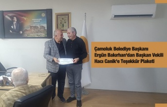 Çamoluk Belediye Başkanından Başkan Vekiline Teşekkür Belgesi