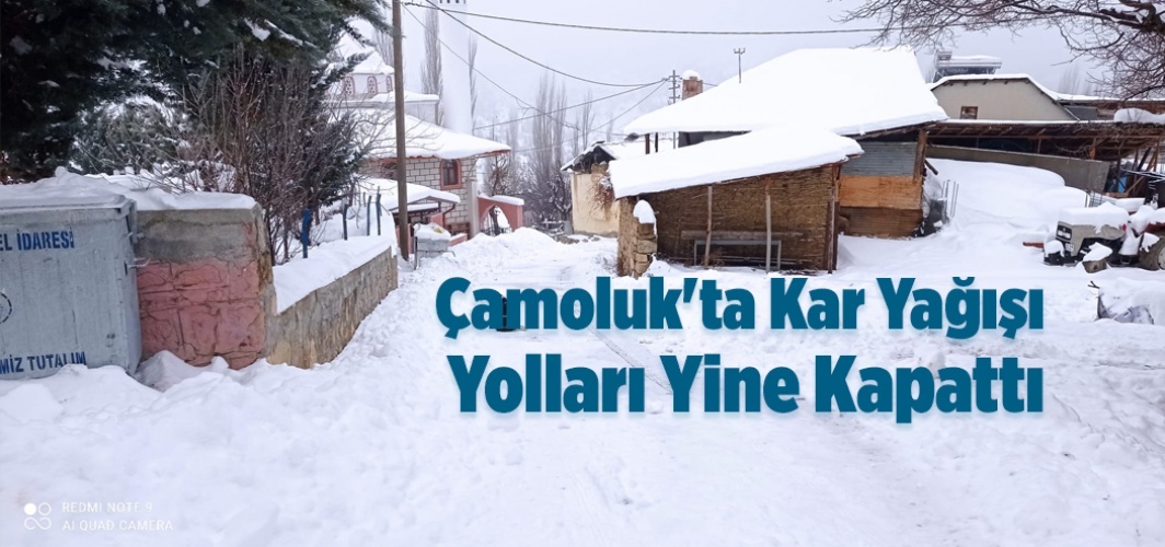 Çamoluk'ta Kar Yağışı Yolları Kapattı
