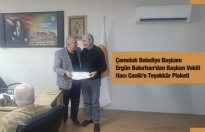 Çamoluk Belediye Başkanından Başkan Vekiline Teşekkür Belgesi
