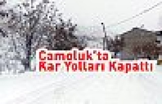 Çamoluk'ta Kar Yolları Kapattı